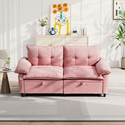 73" 3-Position Convertible Chenille Sleeper Sofa