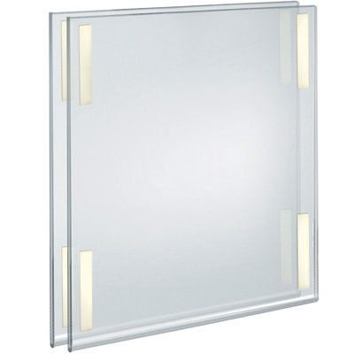 Self Adhesive Clear Acrylic Wall Sign Holder Frame 17" W x 22" H -Portrait/ Vertical, 2-Pack