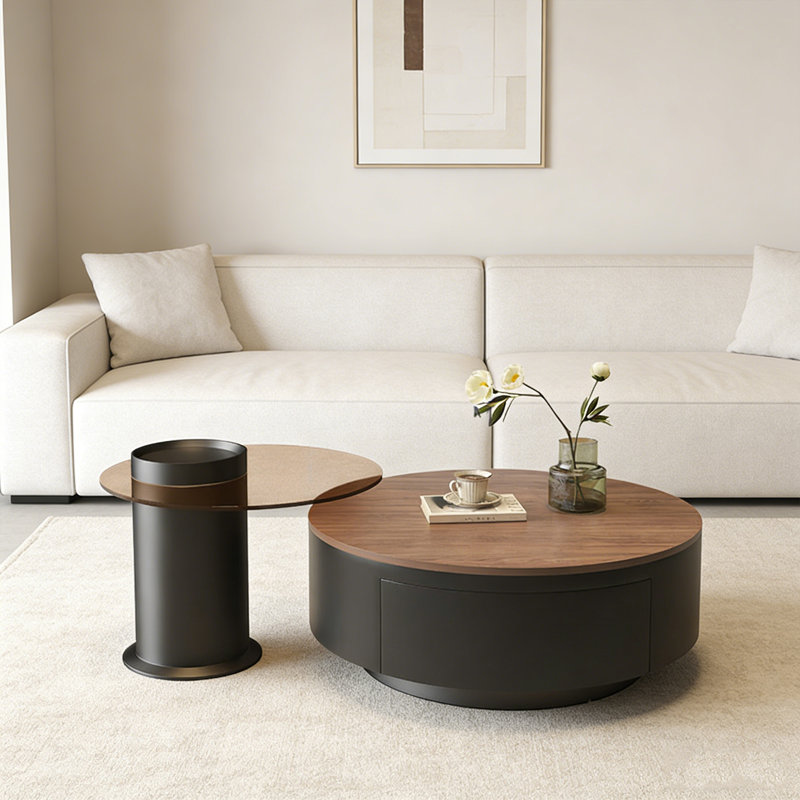Table basse 2 pièces avec rangement Yannick, H 13 po x L 27,55 po x l 27,55 po, Black
