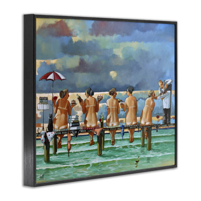 Women on Dock with Tan Lines Black Framed Giclee Art by Ronald West