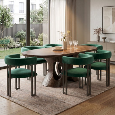 Modern velvet curved Dining Armchair