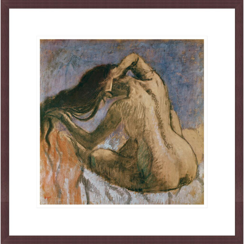 «Woman Combing Her Hair» par Edgar Degas, impression giclée encadrée, H 17,83 po x l 17,75 po