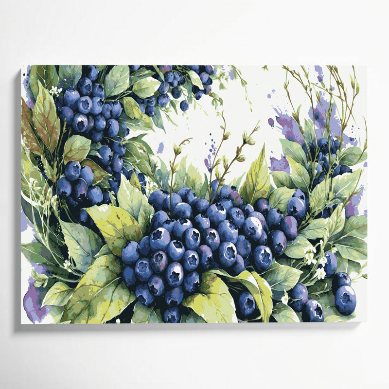 Art mural sur toile, "Fruit bleuet sauvage", H 24 po x l 36 po