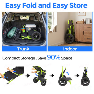 Bike Cargo Trailer 3-in-1 Bicycle Wagon Cart Folding, Backpack/Trailer/Pushcart Mode with 12-Inch Wheels, Foldable Carbon Steel Frame, Fits 22-28 in Bike Wheels, for Carrying Cargo