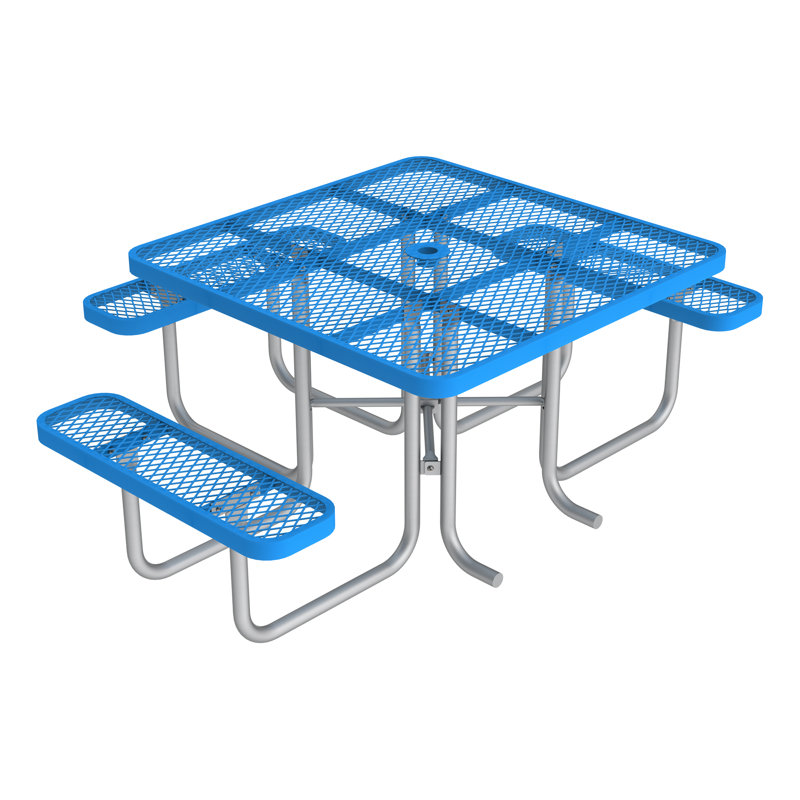 Table de pique-nique ADA Open Air Series, Thermolaqué argent, Bleu
