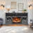 60 Inch Electric Fireplace Entertainment Center With Door Sensor-Dark Rustic Oak-199278360