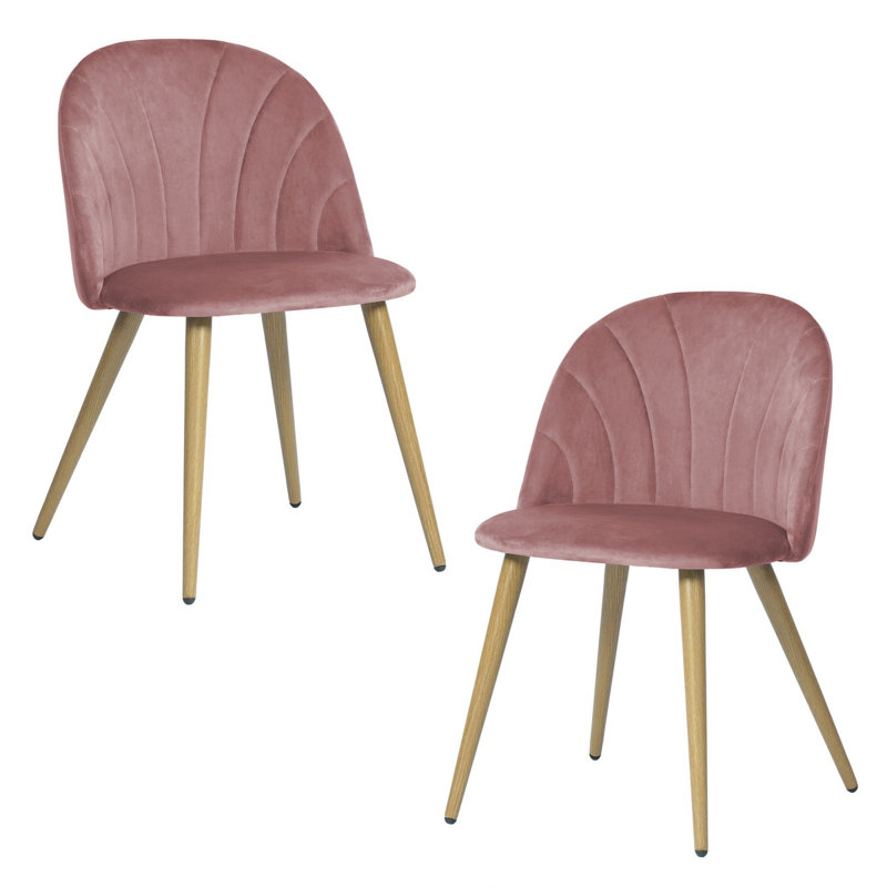 Aveline 45cm H Velvet Upholstered Side Chair, Rose