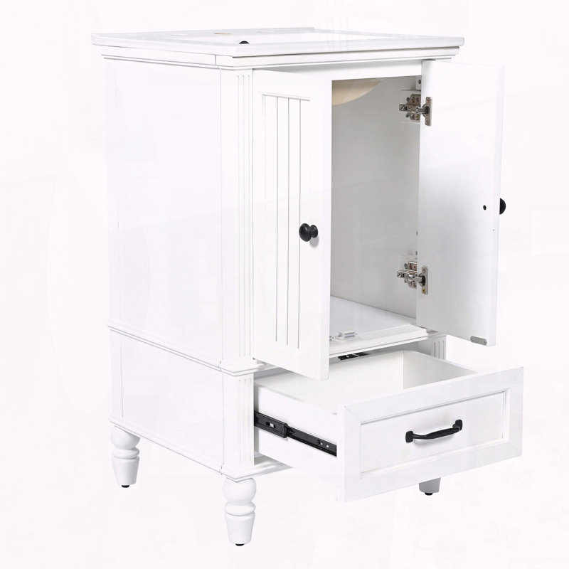 Meuble-lavabo moderne de 20 pouces avec lavabo en céramique et bouchon de porte magnétique