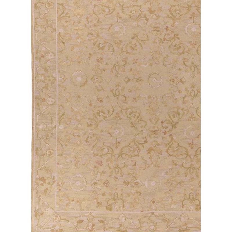 Tapis beige en laine noué à la main Milano Savonile Azm Milano, Rectangle de 11 pi x 15 pi 10 po