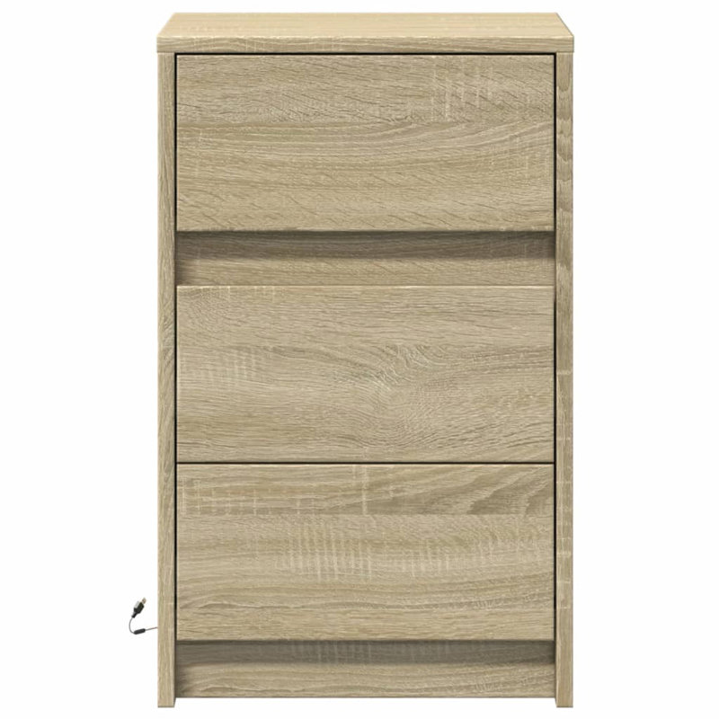 Dawens 38cm W Manufactured Wood Bedside Table, Sonoma Oak