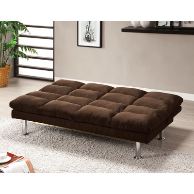 Canapé-lit futon contemporain de 67,4 po de largeur, brun foncé