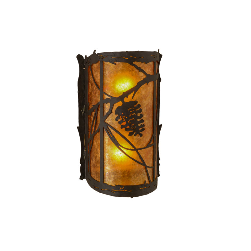 Rustic Lodge Flush Mounted Sconce, 13" H x 8" W x 5" D, Oil Rubbed Bronze