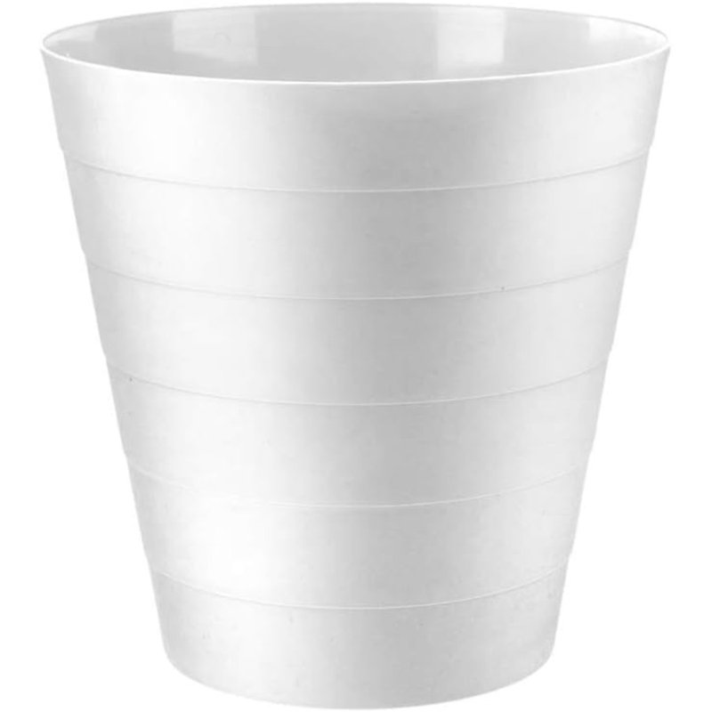 Derron Plastic Waste Paper Bin 6L Round Open Waste Basket Trash Can Lightweight Rubbish Bin (White)