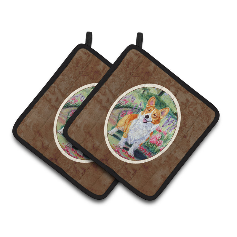 Caroline's Treasures Pembroke Corgi Cotton Blend and Polyester Potholder Set