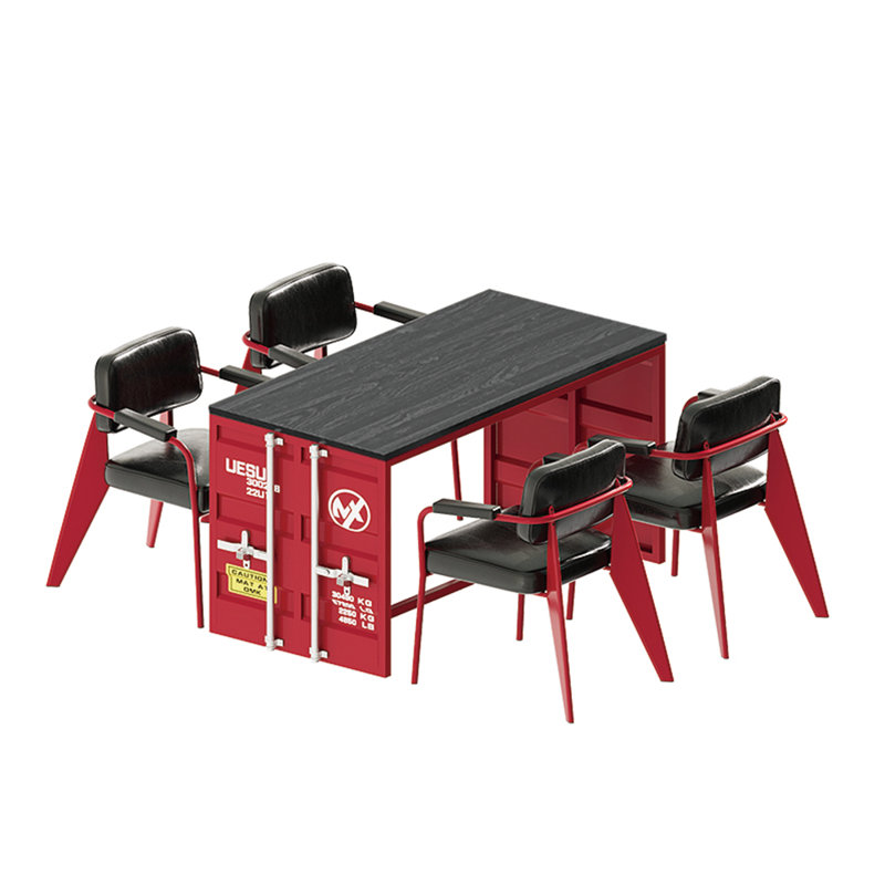 Ensemble de salle à manger rectangulaire L 31,5 po x l 55,2 po Katsuyama, Rose rouge, Rose rouge / noir