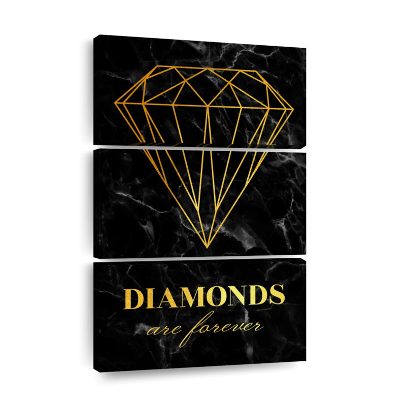 " Forever Diamonds Typography " by Enchanté Designs 3 - Pieces, 32" H x 20" W x 1.25" D