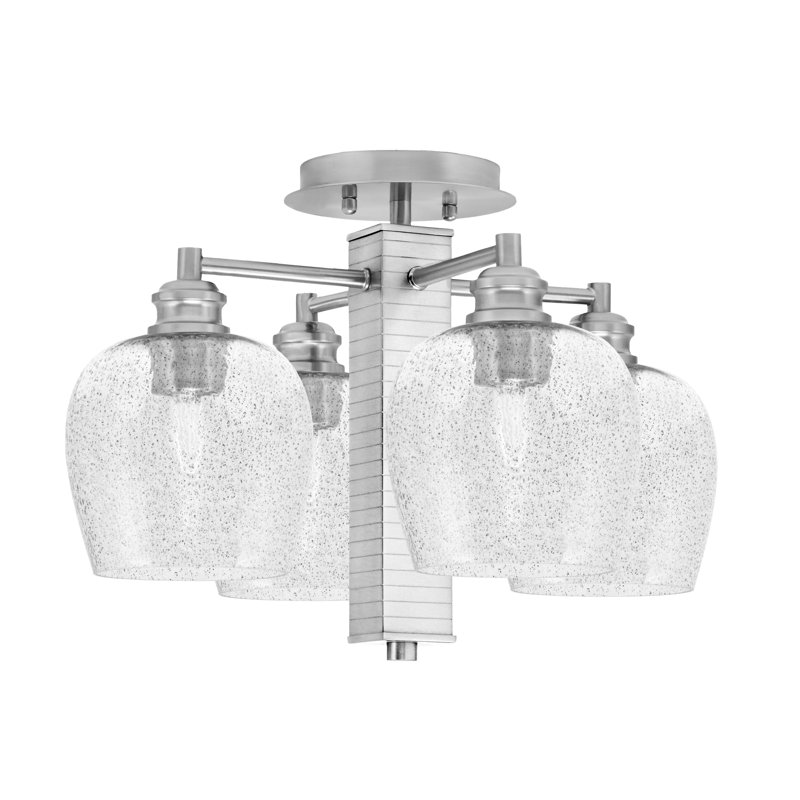 Edge 4 Light Semi-Flush Shown With 6" Bubble Glass, Brushed Nickel, Smoke