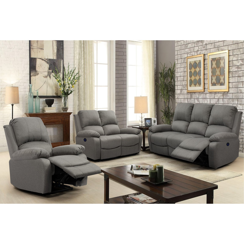 Nerin 3 - Piece Living Room Set, Light Grey
