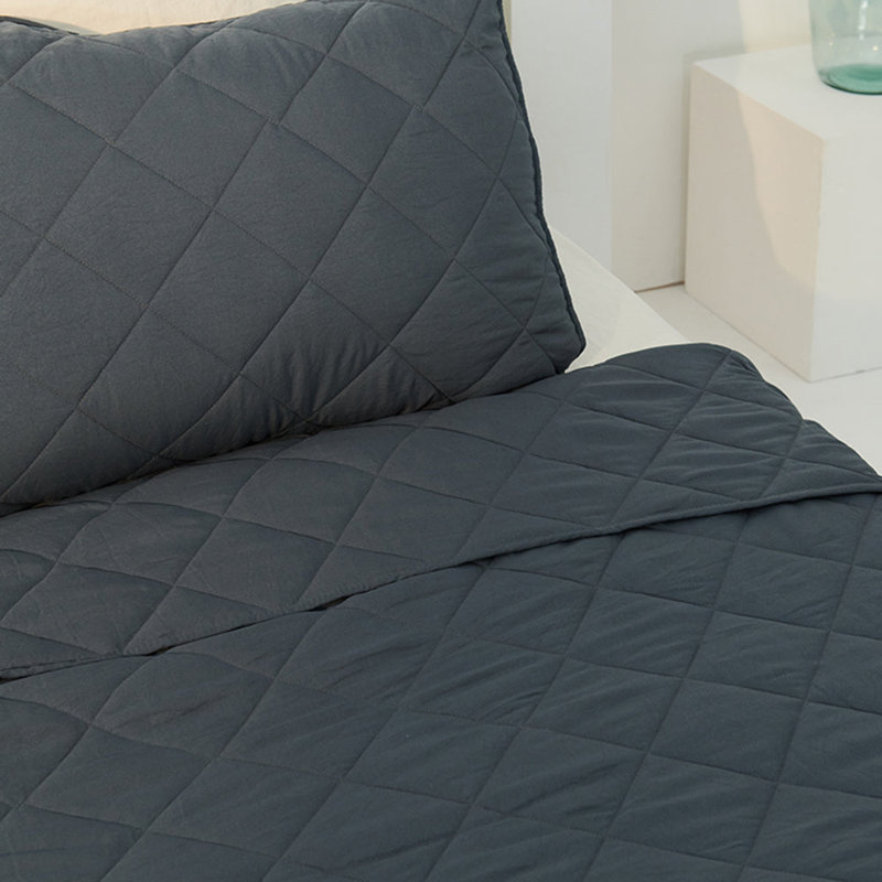 Ensemble de courtepointe en microfibre 3 pièces Mcmakin, Courtepointe grand + 2 couvre-oreillers standard, Bleu marine hâlé