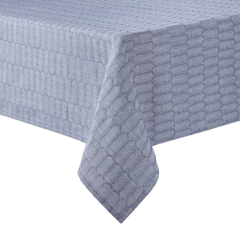 Martha Stewart Honeycomb Modern Farmhouse Tablecloth, Blue, 102" x 60"