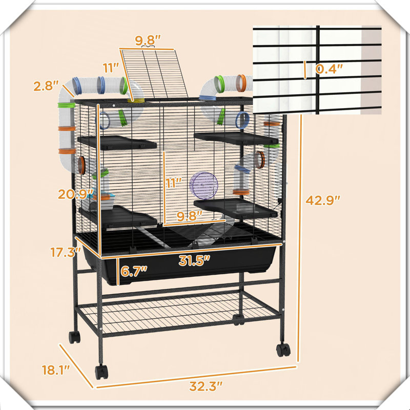 Cage à petits animaux pour gerbille de hamster avec système de tubes