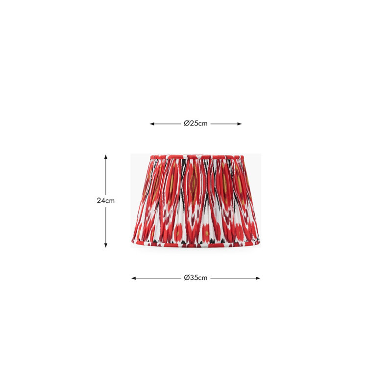 Pleated Cotton Cylinder Shade, 24cm H x 35cm W x 35cm D, Red
