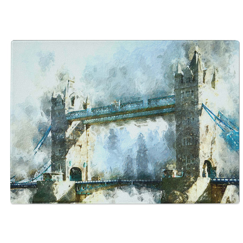 Tempered Glass Tower Bridge in London in Abstract Chopping Board, 28.5 cm W x 20 cm L