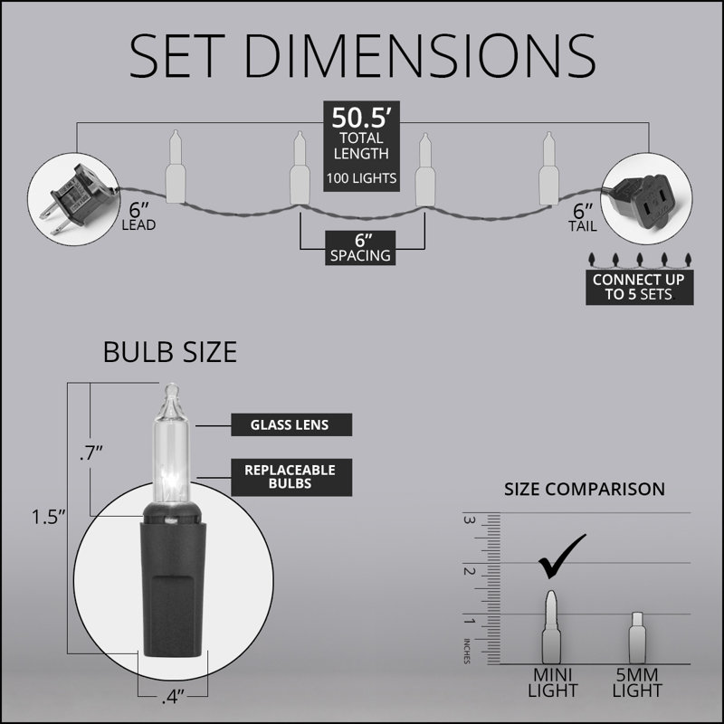 606'' String Lights, Clear