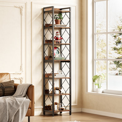 78.74" Tall Etagere Bookshelf, 7-tier Narrow Bookcase With Metal Frame For Home Office, Small Space by 17 Stories