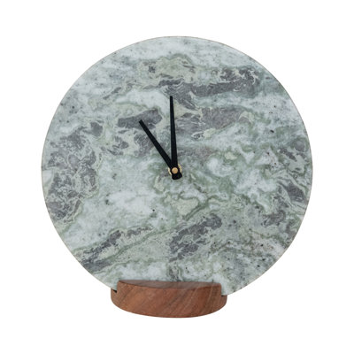Marble Clock on Acacia Wood Base