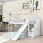Lit superposé simple au-dessus d'un lit double en L avec glissade, escalier de rangement et échelle-1290793896