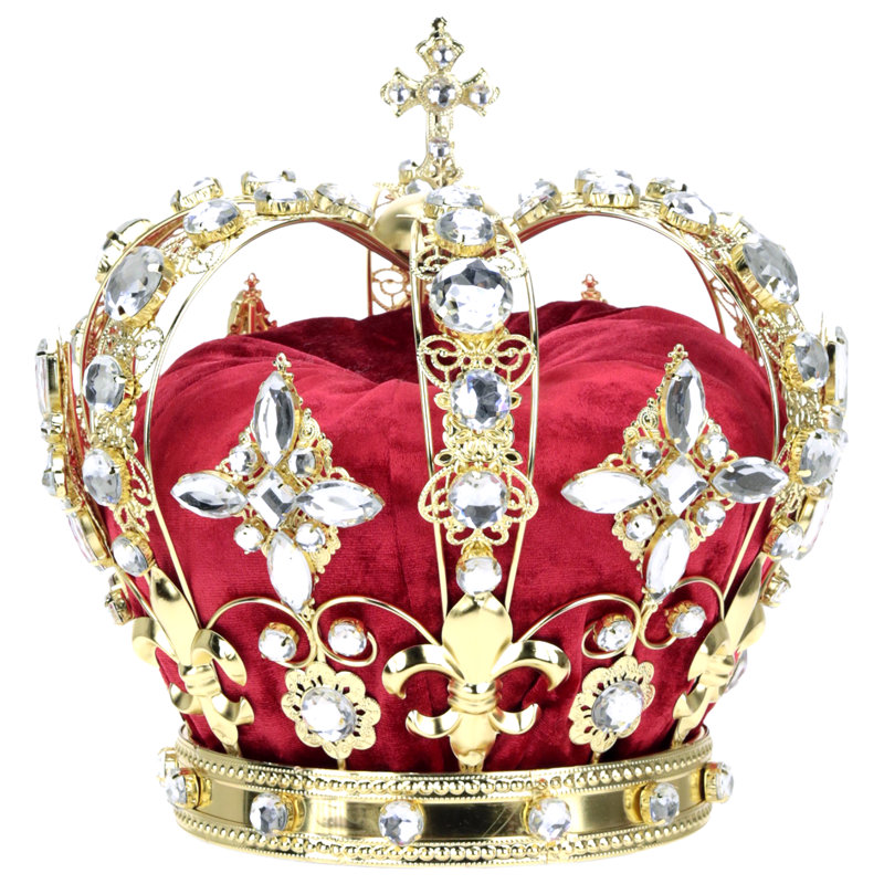 Jeweled King Crown, Red/Silver - 8.5 Inches, Gold/Red/Silver/Clear