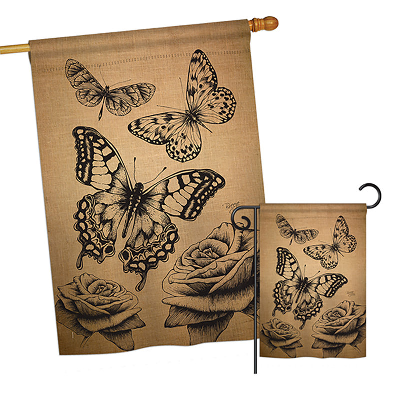 Papillons de jardin 2 côtés en polyester 40 x 28 po ensemble de drapeau