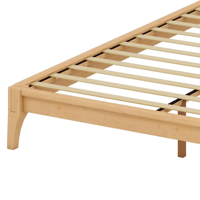 Solid Dry Bamboo Wood Platform Bed Frame, Natural