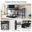 Expandable Microwave Oven Rack Stand, 2-Tier Height Adjustable Countertop Shelf with 5 Hooks, Baker's Rack Kitchen Organiser, Easy Assembly