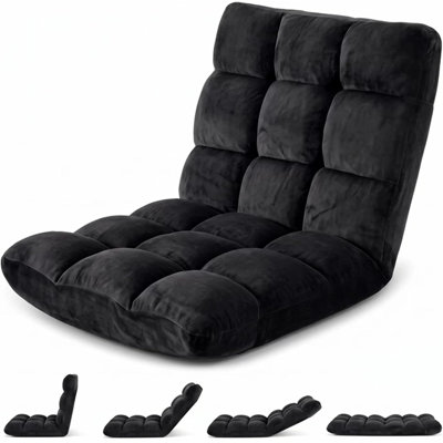 Chaise de plancher pliante avec support de dossier, 14 positions réglables