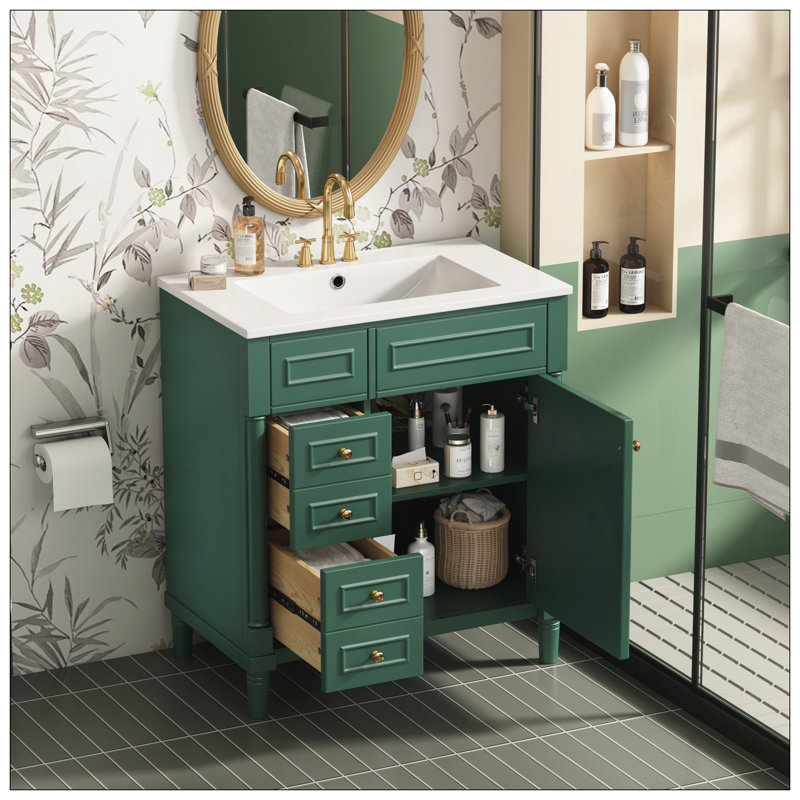 Meuble-lavabo 30 po avec lavabo, Vert
