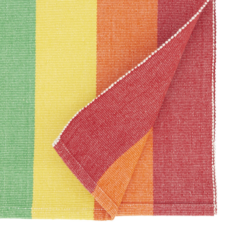 Rainbow Stripe Multicolored Cotton Table Runner, 16"x72"