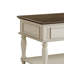 Table basse Farmhouse avec un tiroir, assemblage facile, table de cocktail rectangulaire mobile rétro avec roues verrouillables, table de centre de style champêtre avec pieds en bois massif pour le salon, gris et blanc-281826784