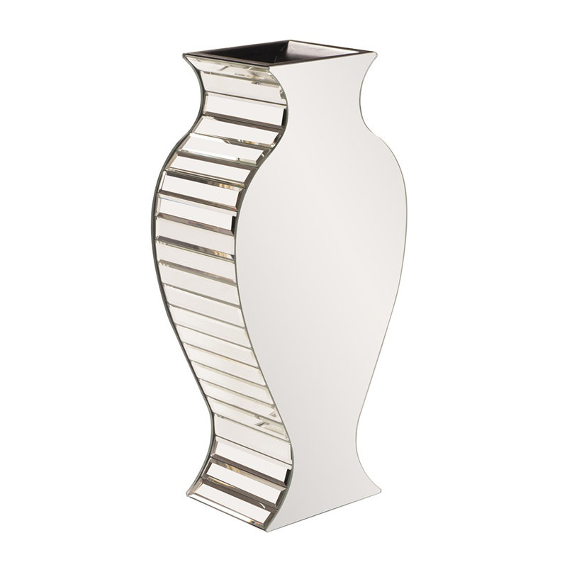 Grand vase biseauté à panneau en miroir, H 20 po x l 10 po x P 6 po