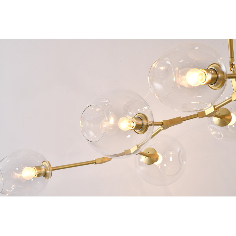 Lustre spoutnik linéaire 8 lumières avec abat-jour en verre transparent Chantelle