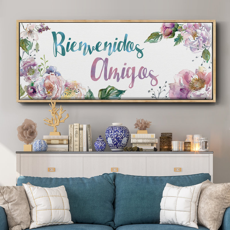 Bienvenidos Amigos - Toile encadrée, H 8 po x l 20 po