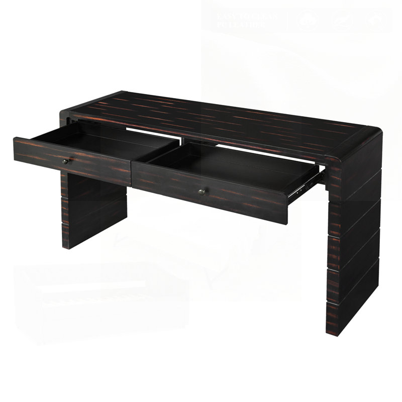 Curved Console Table With Storage, Wooden Entryway Table With 2 Drawers, Farmhouse Rustic Style For Hallways And Living Rooms