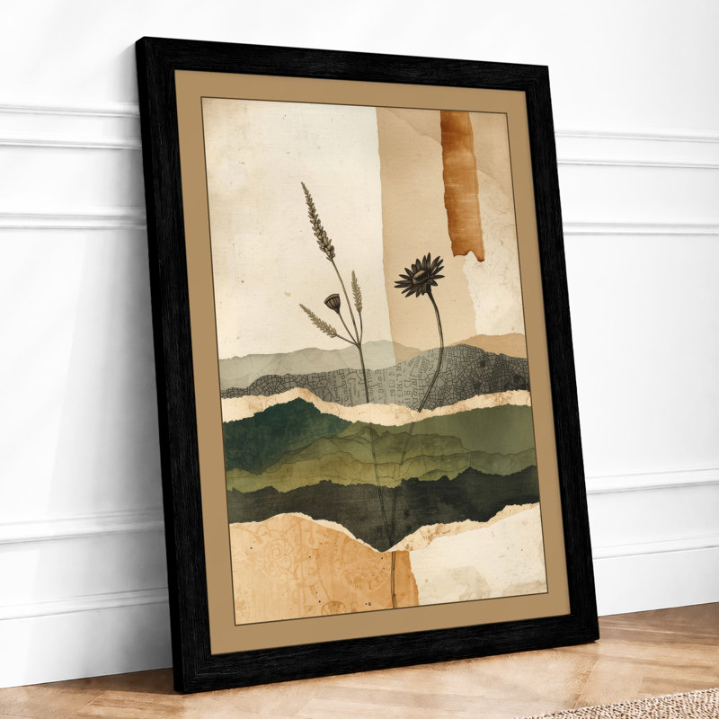 Plants in Strata Botanical - Framed Print, A2 - 59.4 x 42.0 cm, Black