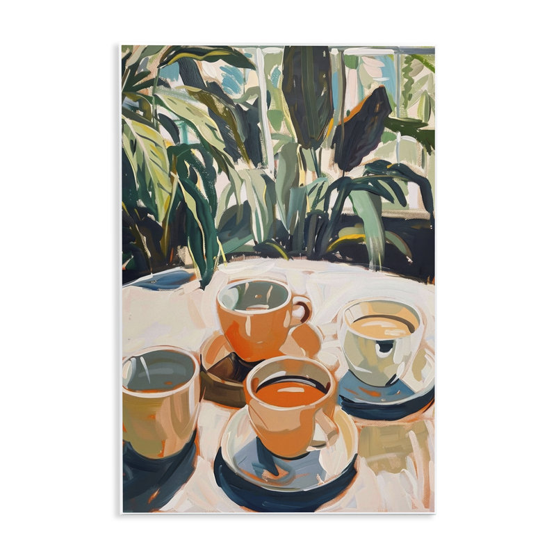  «Coffee Time parmi les plantes», art mural par LSR Design Studio, H 19 po x l 13 po