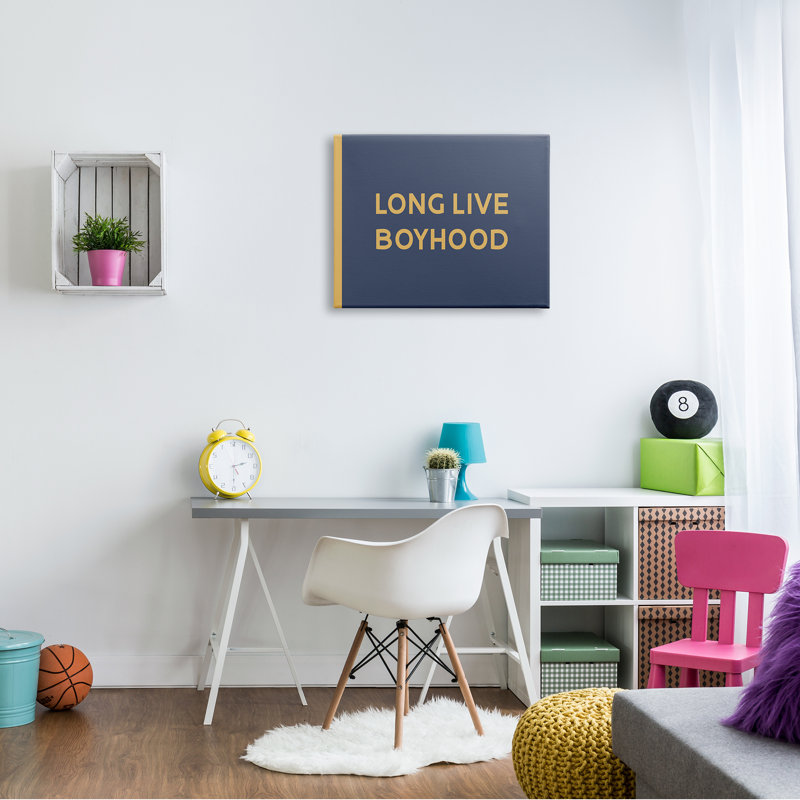 Long Live Boyhood Bold Yellow and Blue Canvas Art Print
