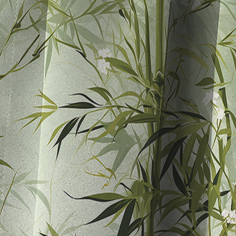 Bambou Zen Tropical Motif III - Rideau floral - Rideau occultant en velours - 1 panneau, L 52 po x L 63 po