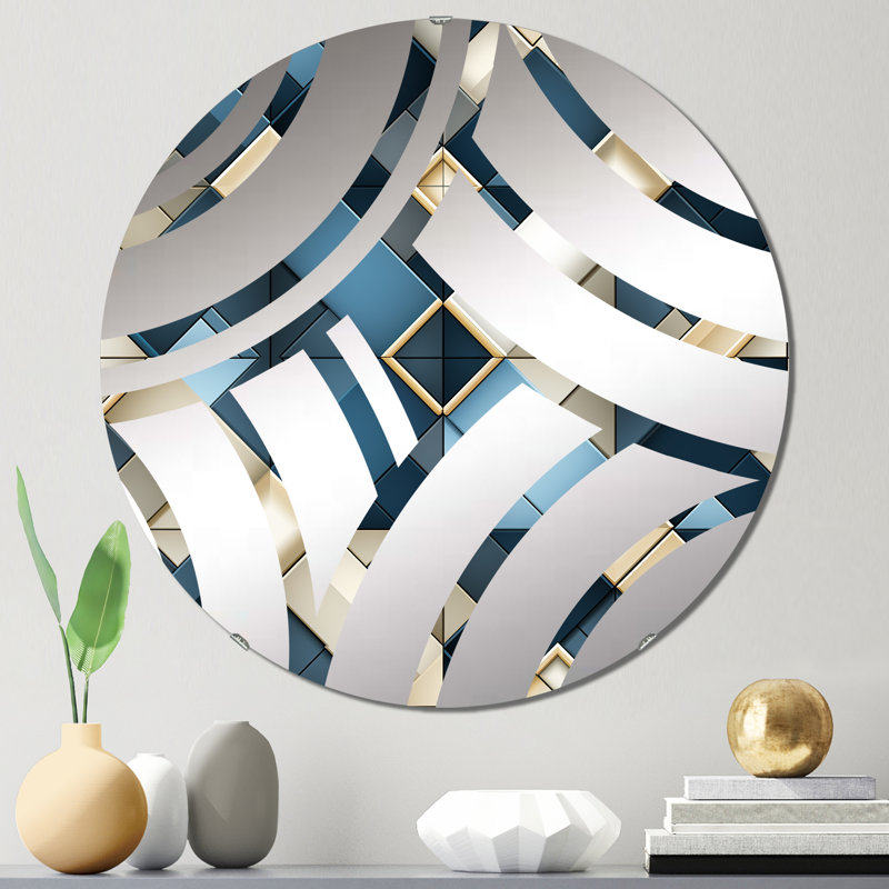 Miroir décoratif à motif de mosaïques bleu éthéré, 31,4 po x 31,4 po
