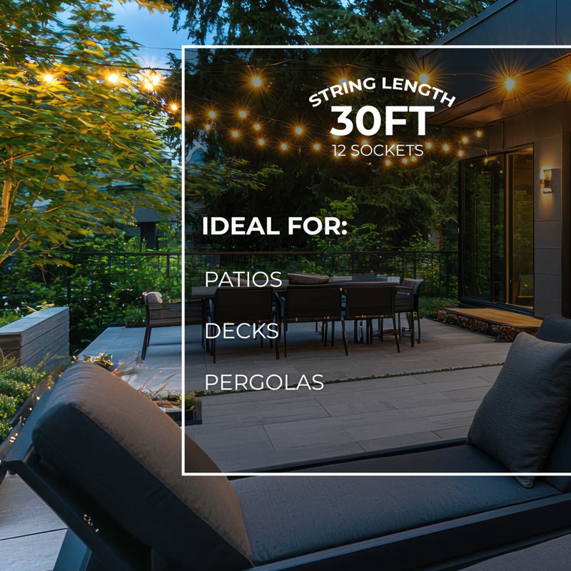 30-ft Outdoor 12 - Bulb Standard Incandescent String Light (End to End Connectable)