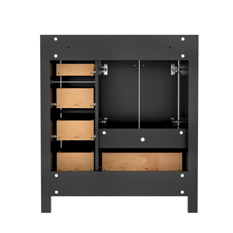 30 Inch Black Single Bathroom Vanity Base with Storage